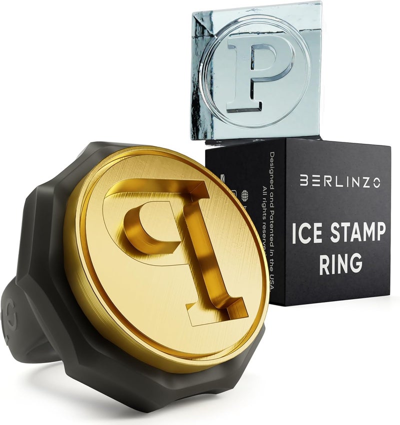 BERLINZO Brass Ice Stamp Ring Letter P - Image 1